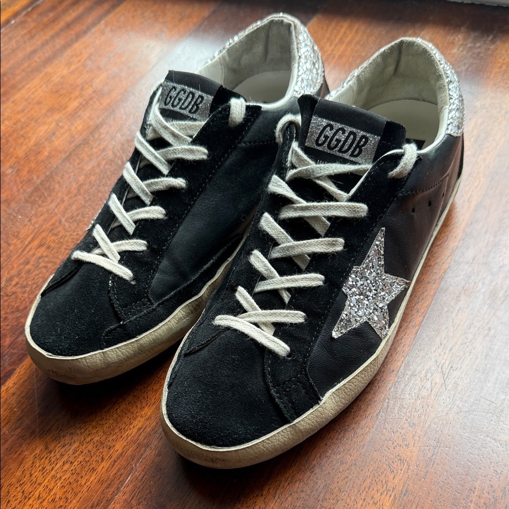 Golden Goose Limited Edition-Black & Silver Glitter StarWomen's Sneakers-Size 39 - Picture 11 of 15